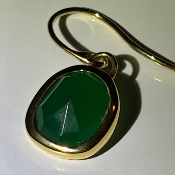 Monica Vinader Gold Plated Vermeil Silver Siren Green Onyx Drop Earrings - Picture 11 of 14